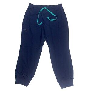 Figs Lined Zamora Jogger Scrub Pants Size XL Petite Navy Blue High Waist Medical